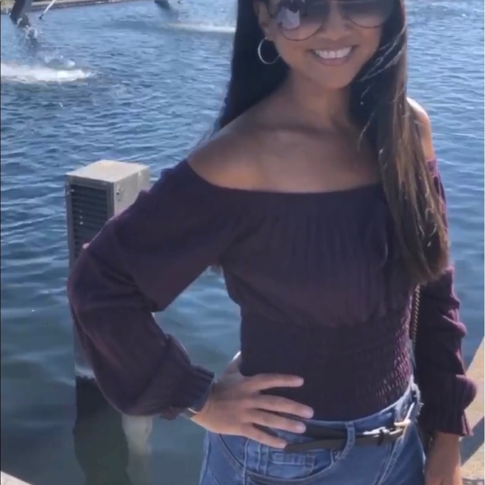 Off the shoulder wine top